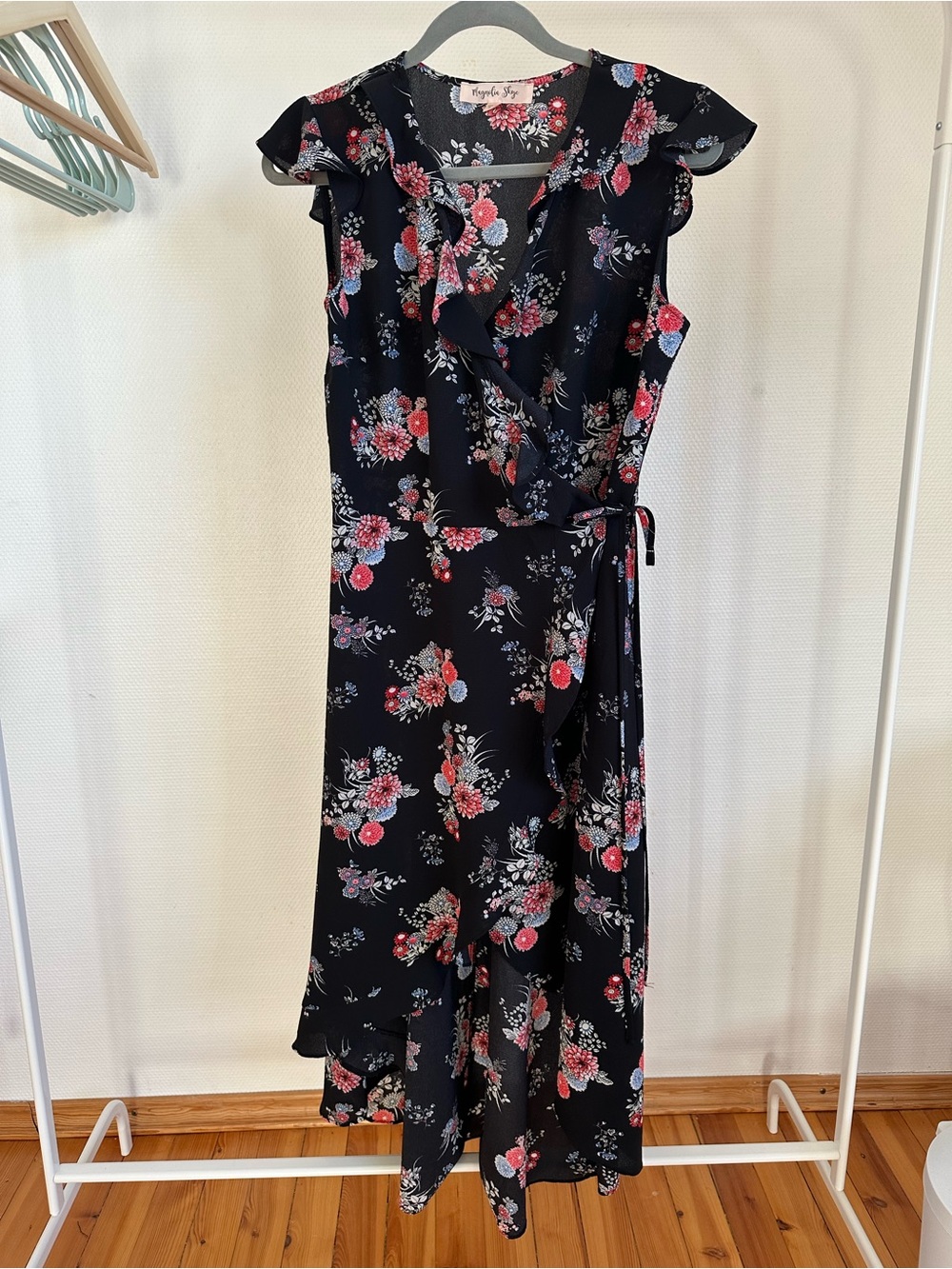 Magnolia Black and Pink Floral High Low Dress